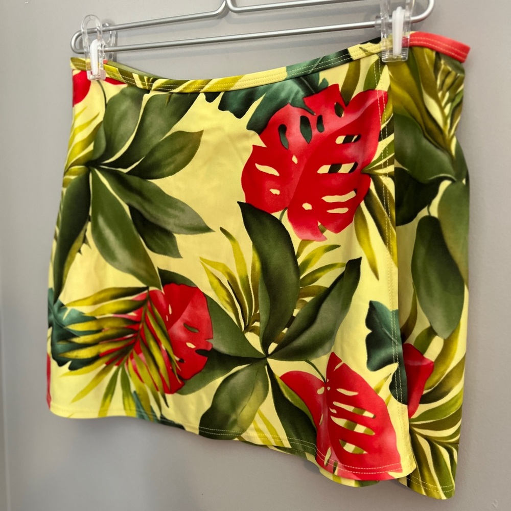 Anne Cole Vintage Tropical Leaf Print Swim Skirt M-L